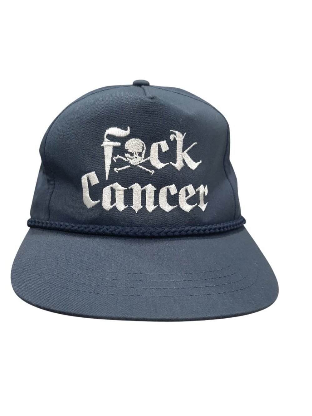 F@@k F Cancer Navy Blue Snapback Hat Adjustable Fit Embroidered Cotton